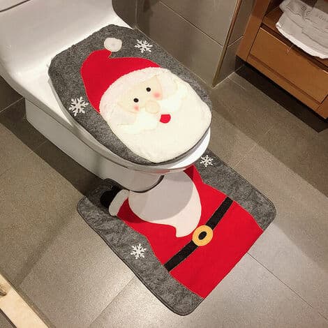 Toiletbrætssæde og måtte med julemanden - Julepynt til badeværelset