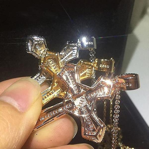 Luksus stort zirkonkors vedhæng halskæde til kvinder og mænd Rock Party smykker Rose Gold