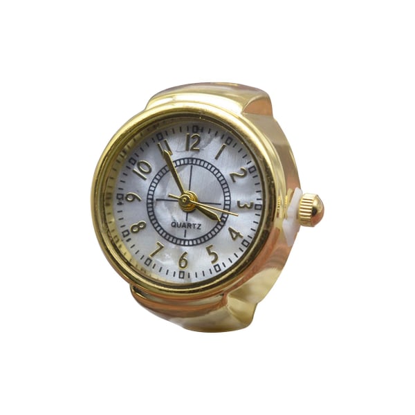 Ur Ring Dekorativ Klar Skive Smykke Klok Quartz Analog Finger Ring Ur Til Voksne Golden 1