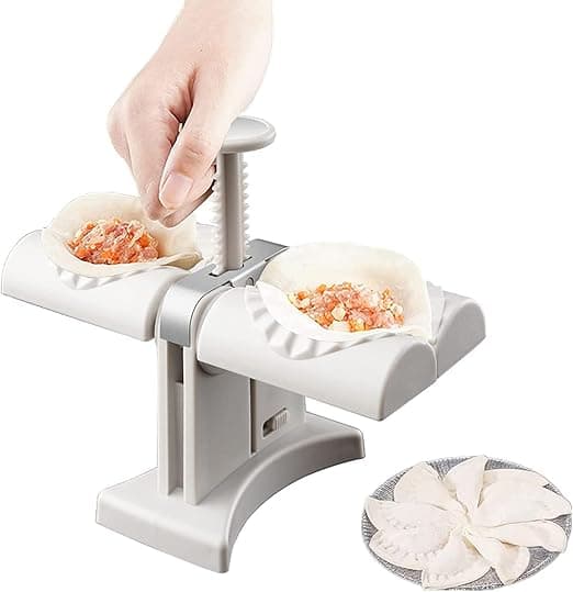 1 automatisk dobbeltsidig dumplingform, pakker dumplings, to om