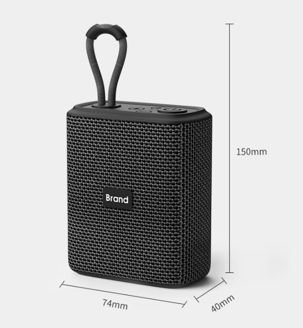 Trådløs bluetooth-høyttaler, stoff vanntett kort mini bærbar høyttaler (grå)