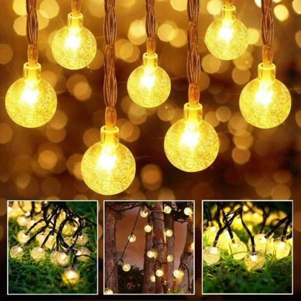 9,5 m 50 LED Solar String Lights Udendørs Små Krystalkugler Vandtætte 8 Modes Juletræ String Lights
