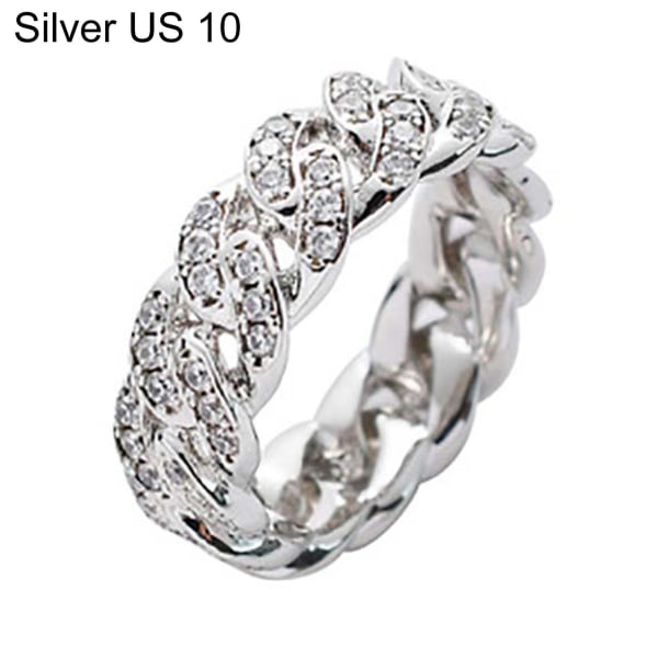 Mode Twistad Ring Kreativ Smycke Ring Kubisk Zirkonia Legering Finger Ring För Present Silver US 6