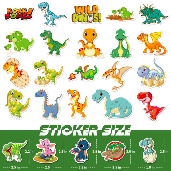 Dinosauruksetarrat lapsille, vinyylitarrat 50 kpl