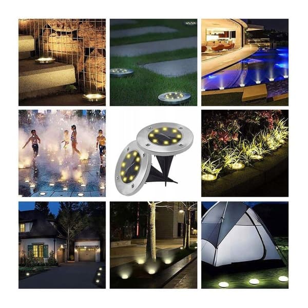 8 LED underjordisk lys, varmt lys, rustfrit stål materiale, 8 LED underjordisk lys, LED underjordisk lys, egnet til