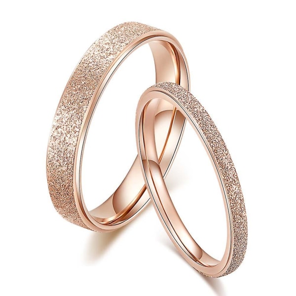 Glitter Matt Tynn Bånd Titanium Stål Finger Ring Brude Bryllup Smykker Gave Rose Gold US 6 4mm