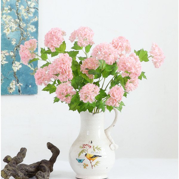 Konstgjord Snöboll Viburnum Grön Hortensia 2 Huvuden Naturlig Livsliknande Real Touch Konstgjord Latex Långskaftad Hortensia för Heminredning Utomhus Bröllop D