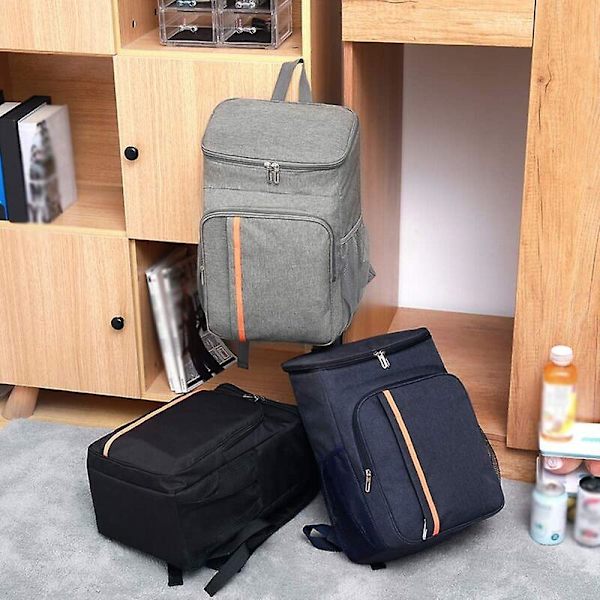 Isoleret køletaske rygsæk, 18l picnic taske, frokostkøletaske rygsæk taske, stor kapacitet vandtæt termisk frokosttaske til strand camping Bbq (navy blå) Ci