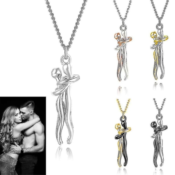 Couple Hugging Pendant Necklace Love Style Necklace Charm Jewelry Valentine&#39;s Day Gift For Wife Girls