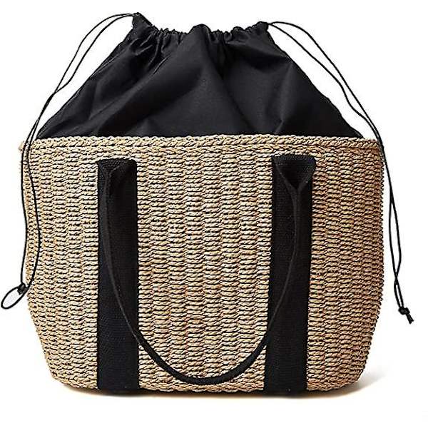 Dam Strawväska Sommar Strand Stor Tote Handflätat Axelväska Messenger Bag Tote Bag A916-270 Beige
