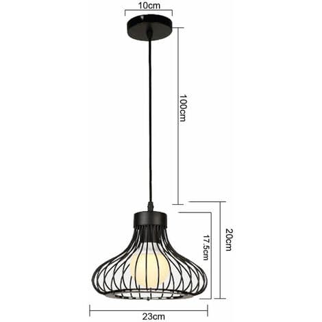 Loft-Pendellampe med Bur Design, Moderne Kreativ E27 til Soveværelse Bar Spisestue Sort - Sort