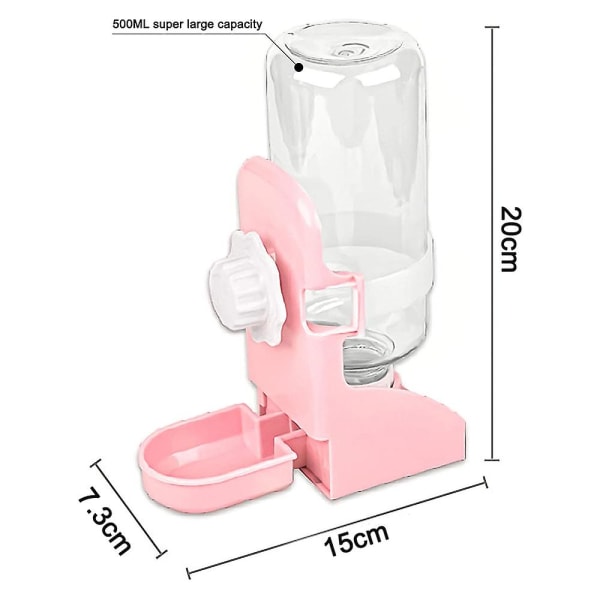 Kaninvattenflaska, hängande vattenfontän Automatisk dispenser Ingen läcka Vattenavgift Pink