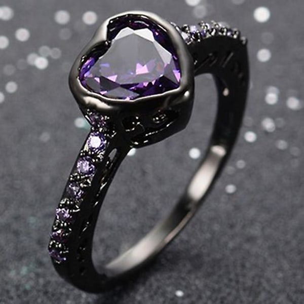 Damemode skinnende zirkon sort forgyldt forlovelsesforslag ring smykker 9