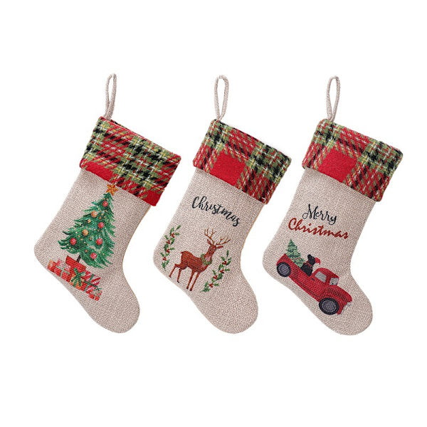 3-pack Julstrumpor Julgran Älg Linne Bil Jul