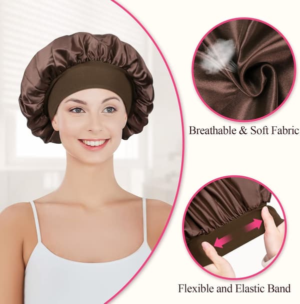 2 stk. Satin Natthår Bonnet, Satin Natthår Bonnet, Silke