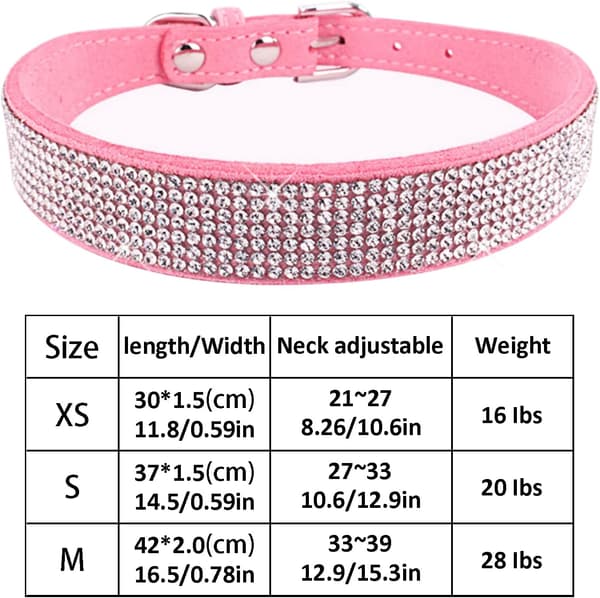 1 st. Hundkrage med strass, mjukt läder
