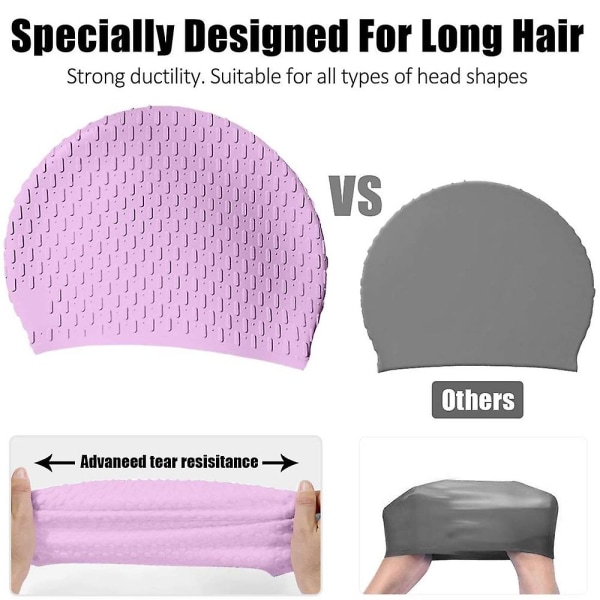 Cap, bekväm cap Idealisk för lockigt kort medellångt hår, cap för kvinnor och män, duschmössor Håll frisyren oförändrad Purple