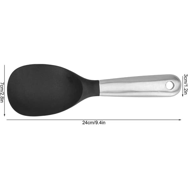 Stående ris-skje i rustfritt stål og silikon, holdbar ris-serveringsskje, rustfri ris-skje, ikke-klebende ris-skje