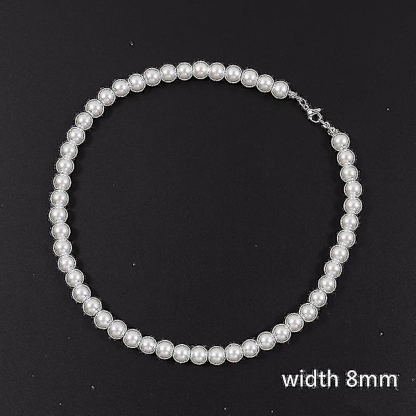 2022 Ny Trendy Imitation Pearl Halskæde Mænd Temperament Simple Håndlavet 8mm 55cm