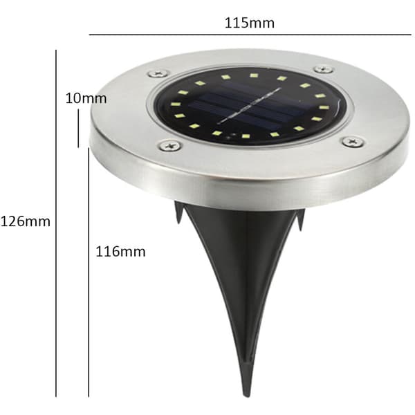 16LED Solcelle Underjordisk Lys, Jordlys (Hvidt Lys)