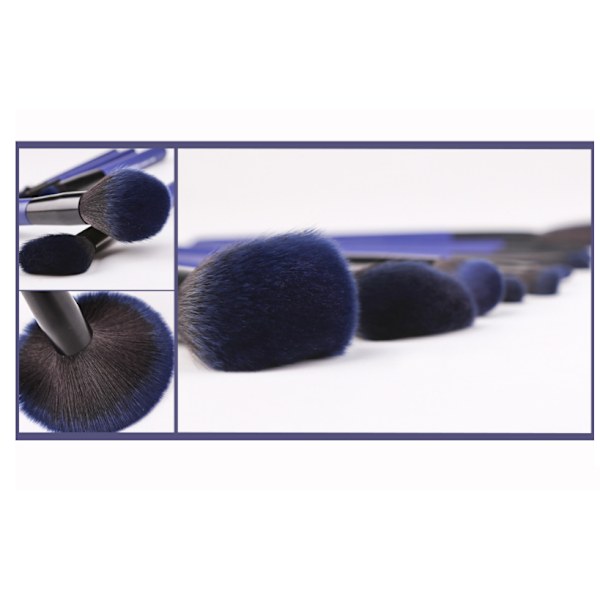 Sæt med 10 blå stjerneblå makeupbørster,