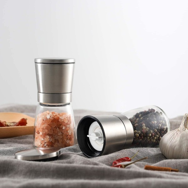 Högkvalitativ keramisk salt- och set med justerbar grovhet, grova och fina salt- och pepparskakare för hem eller kök