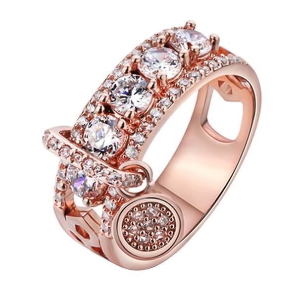 Luovia Metallilevy-riipus Ontto Renkaat Kuutio Zirkonia Rhinestone Sormus Naisten Korut Rose Gold Us7