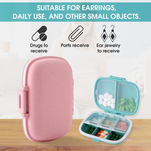 2 Stykker (Pink+Blå) Rejse Pille Organizer 8 Rum 7 Dage
