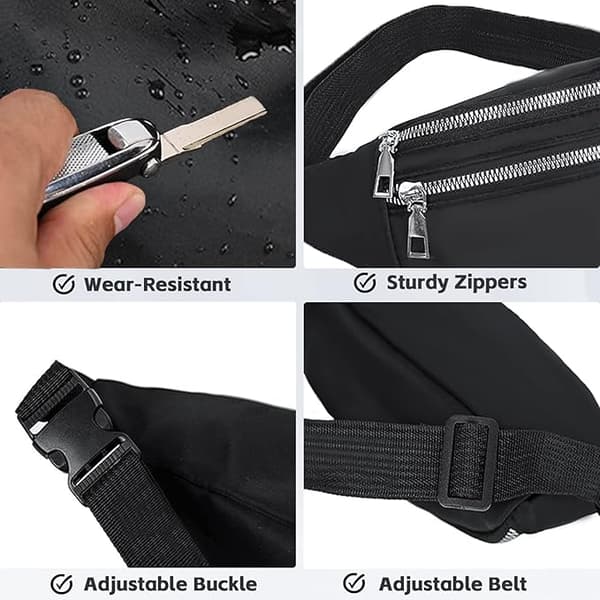 Sort bæltetaske, mode bæltetaske, letvægts bæltetaske til mænd