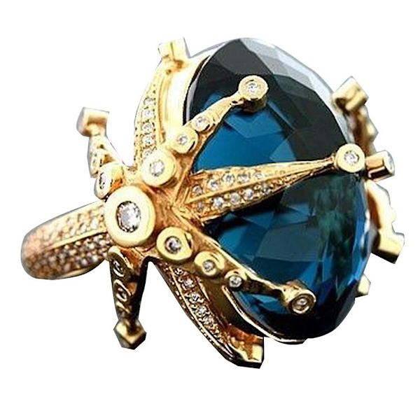 Marin Stjärnfiske Faux Topas Inlagd Fest Finger Ring Bröllop Brud Smycken Present US 8