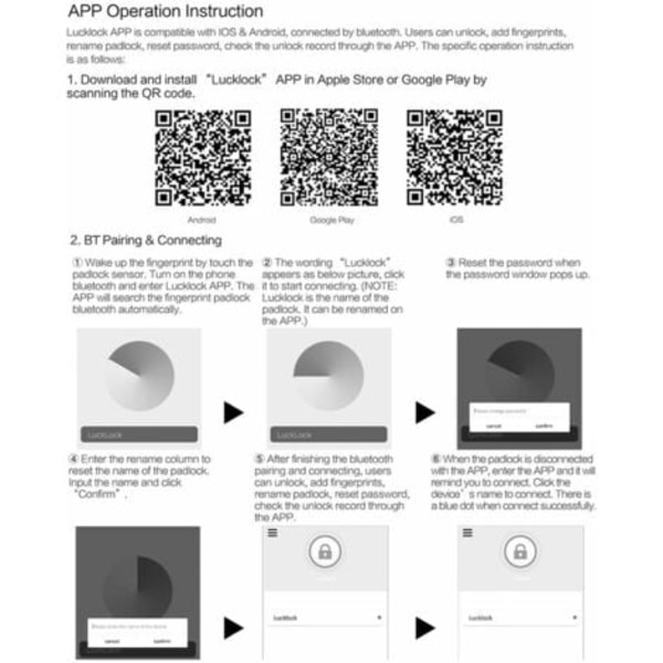 Anytek P22+ Fingeraftryk hængelås Fingeraftryk Bluetooth 4.1 IOS Andriod App forbindelse IP66 Vandtæt 40 sæt fingeraftryk w