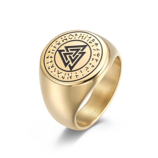 Viking Menn Finger Ring Rustfritt Stål Amulet Ring Triangle Odin Vegvisir Ringer Nordisk Talisman Biker Smykker For Menn Gold