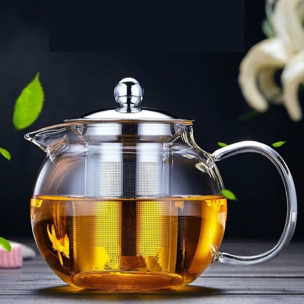 Glass Teapot With Removable Infuser, Safe Kettle, Blooming And Loose Leaf Tea Maker Set