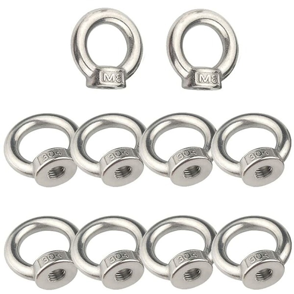 M8 Løfteøje Møde 10 Styk 304 Rustfrit Stål Øje Møde Sølv Hun Ring Møde Fastgørelse Gevind Møde Løfte Ring Øje B