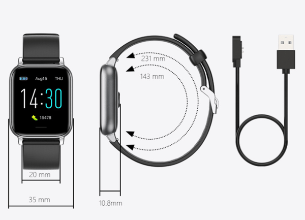 Smartklokke, Hjertefrekvens Søvn Trening Termometer Skritt Bluetooth Klokken (Rosa)