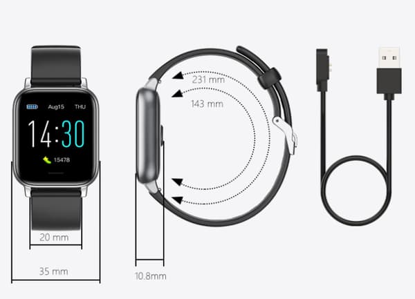 Smartwatch, Puls Søvn Fitness Termometer Skridt Bluetooth Ur (Orange)