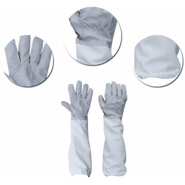 Vit bi-dräkt, biodlingshandskar, skrapa, bi-borste, 7-delat set