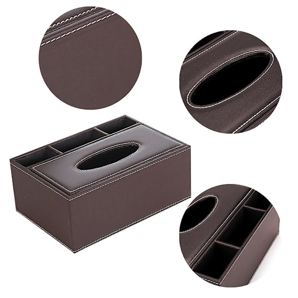 Rektangulärt vävnadsboxöverdrag i konstläder - Multifunktionell vävnadsboxhållare Fjärrkontrollslåda style2