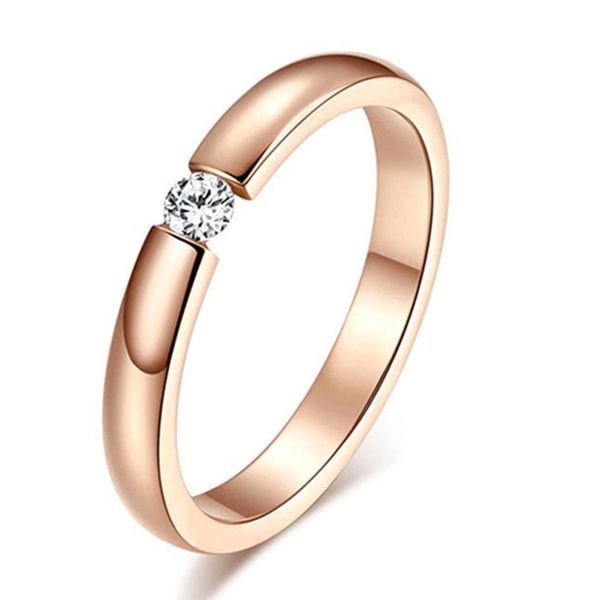 Ring Polering Rhinestone Inlagd Titan Stål Titan Bröllopsring För Fest Rose Gold 12