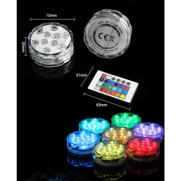 Vanntett Neddykbar 10 LED RGB Lys
