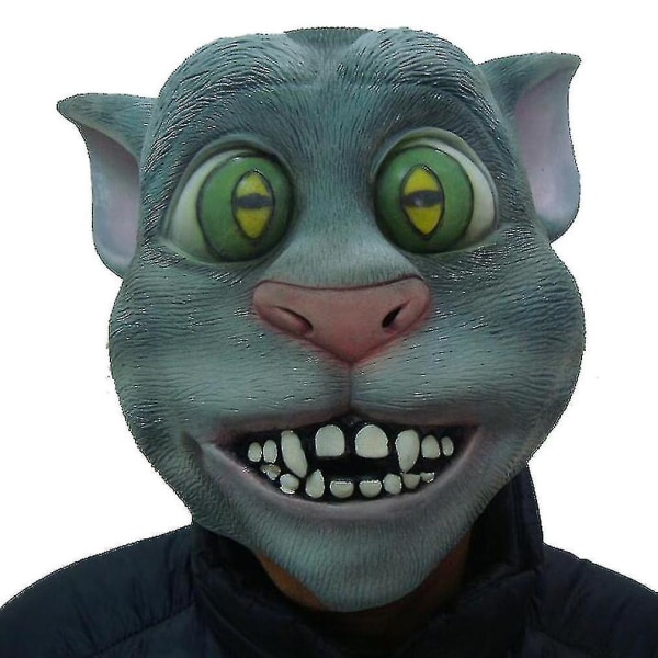 Latex Talking Tom Kattmask Huvudbonad Cosplay Rolig Fest Halloween Rekvisita