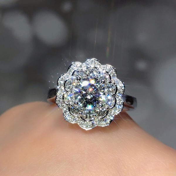 Kvinnors ring glänsande dekorativ söt kubisk zirkonia fingerring för fest US 9