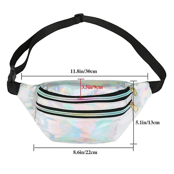 Holografinen vyölaukku naisille Banaani Fanny Pack Naisten vyölaukku Geometriset vyölaukut Laser-rintakehäpuhelimen pussivyölaukku Monitoiminen rintapussi Yksi Sh silver