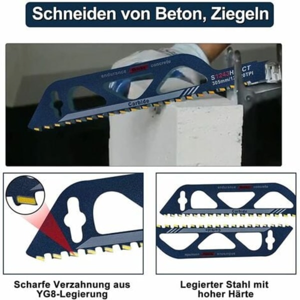 Tungstenkarbidstålblad för sticksåg för metall, trä, sten, sticksågstillbehör för luftbetong, tegel, betong