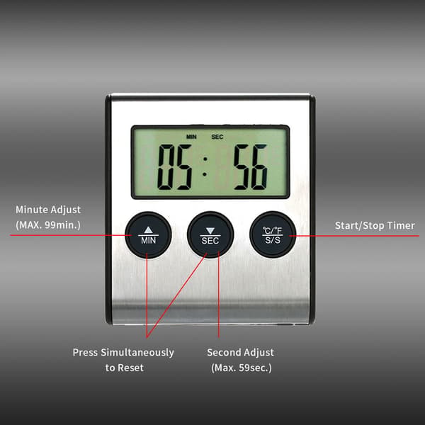 Køkkenmadtermometer, elektronisk timer, sonde, kød, grill