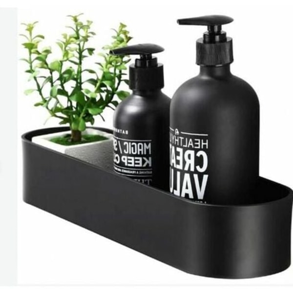 40 cm:n Suihkuhylly, Ruostumaton Teräs, Itseliimautuva, Musta