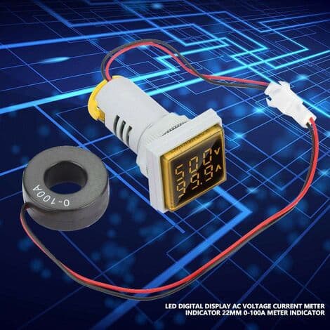 LED Digital Spændingstester, Amperemeter Voltmeter, Multifunktionel Elektrisk Tester, Dobbelt Display Panel Firkantet Strømdetektor