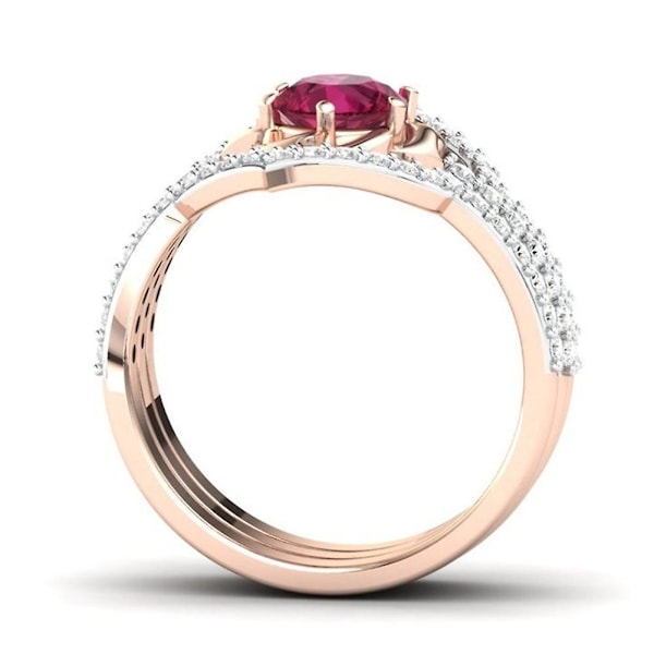3 stk. Elegante Kvinders Faux Ruby Rhinestone Indlagt Finger Ring Bånd Smykker Gave US 10
