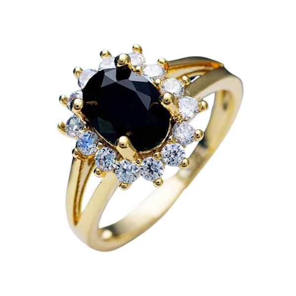 Brude Ring Fint utførelse Smykker Gave Kvinner Elegant Rhinestone Finger Ring For Prom Black Size 7