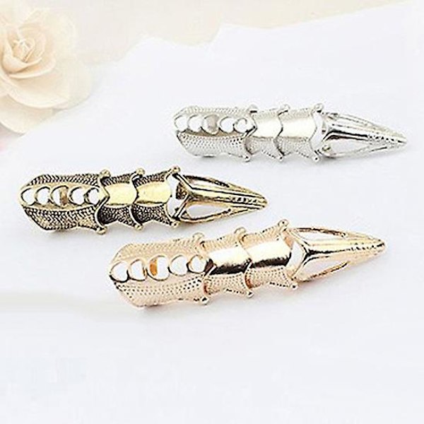 Herr & Dam Gothic Punk Knuckle Full Finger Claw Ring Statement Smycke Silver